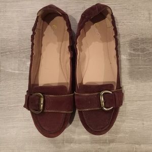 Easy Spirit Brown Suede Loafers with Buckle Detail